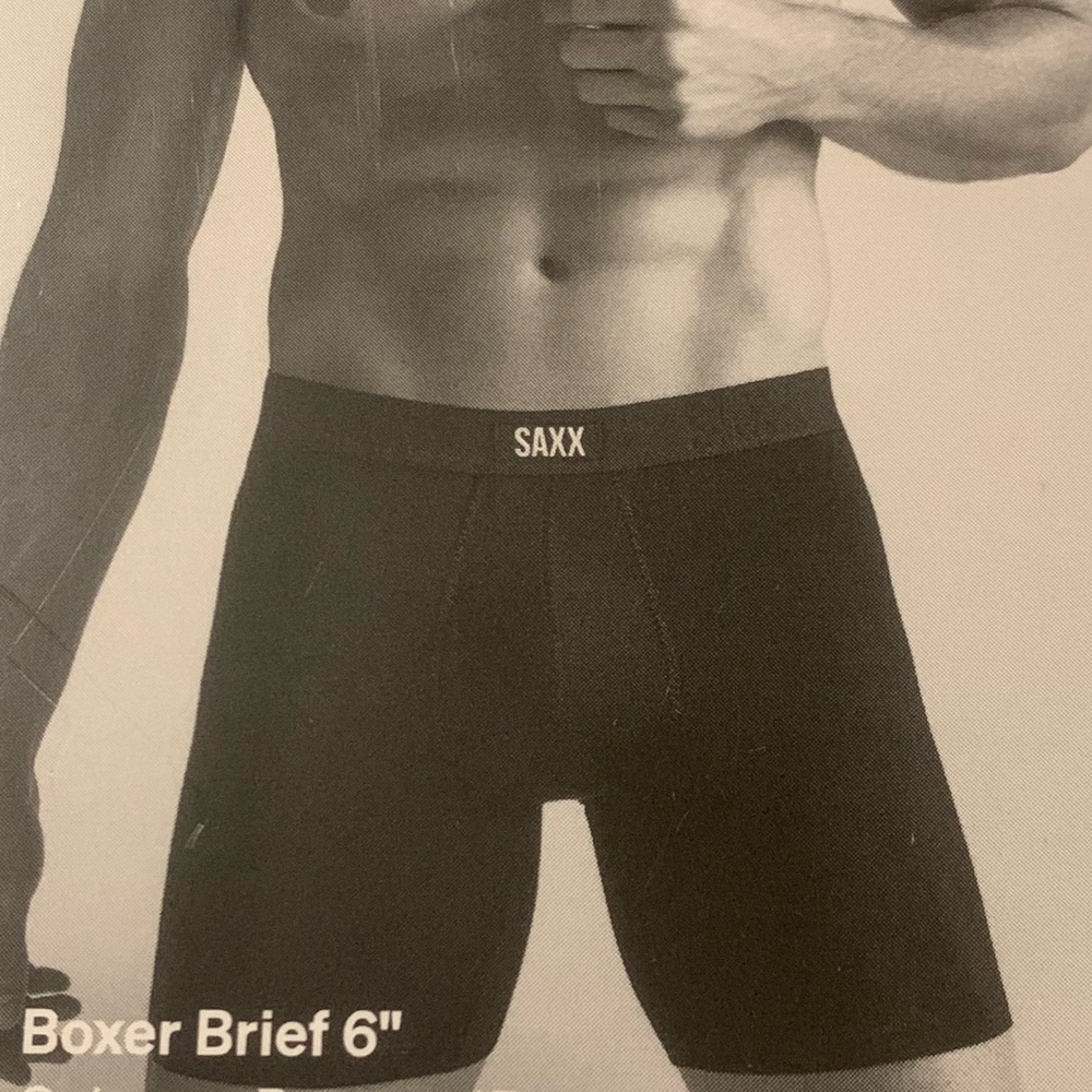 NWT Saxx Medium Black Boxer Brief 6” Vibe Xtra Soft Comfort - Picture 6 of 6